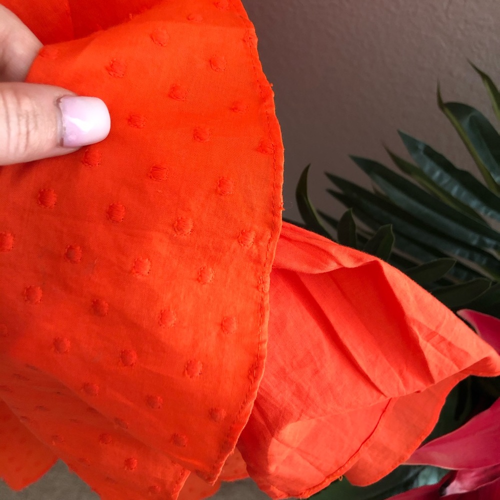 J. Crew Orange Eyelet Linen Midi Summer Dress - Picture 8 of 13